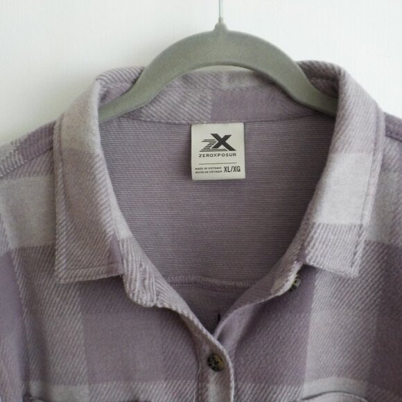 Zeroxposur Fleece Shirt Jacket - New w/Tags - X-Large Purple Plaid Button  (713) - Picture 2 of 5